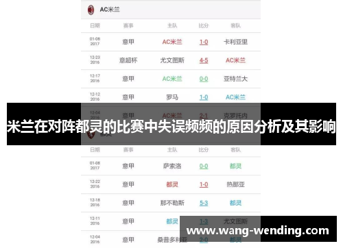 米兰在对阵都灵的比赛中失误频频的原因分析及其影响